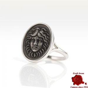 Medusa Anello Sigillo Argento