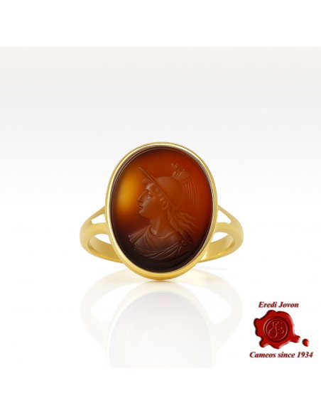 Vintage Cornelian Mercury Signet Ring Gold