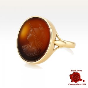 Vintage Cornelian Mercury Signet Ring Gold