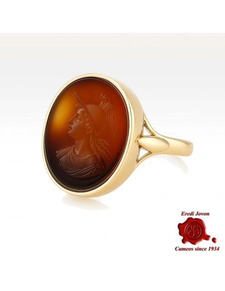 Vintage Cornelian Mercury Signet Ring Gold