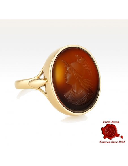 Mercurio Anello Sigillo Corniola Vintage