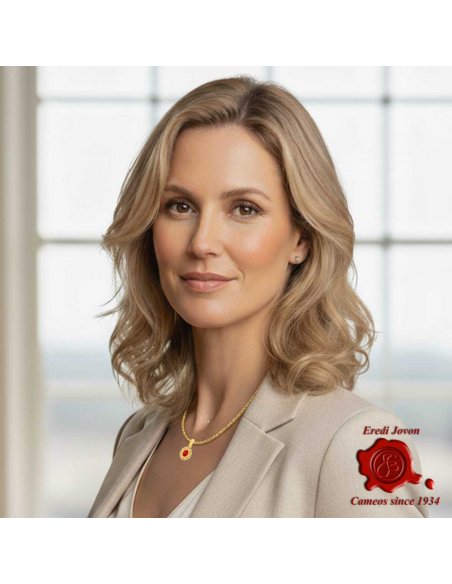 Ciondolo Dorato Filigrana Corallo Rosso