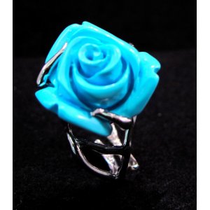 Turquoise Engraved Rose Ring