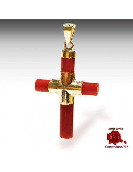 Croce Corallo Rosso Argento o Oro