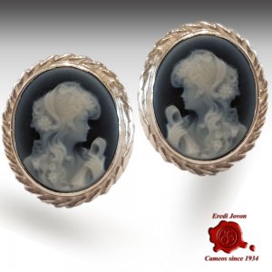 Blue cameo earrings silver Hope 2