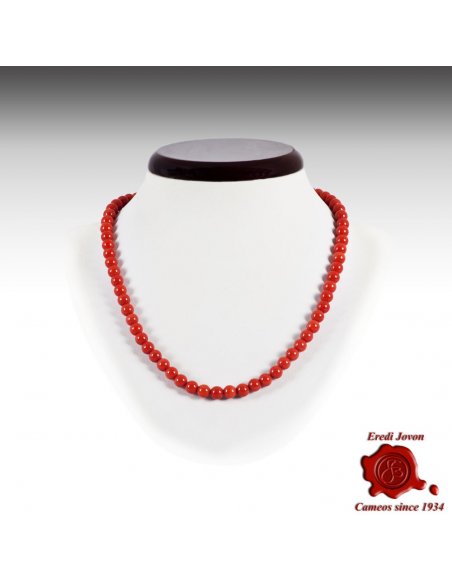 Red Coral Beads Necklace from Italy
