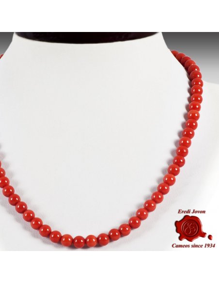Red Coral Beads Necklace from Italy