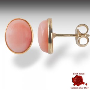 Coral Pink Earrings Gold