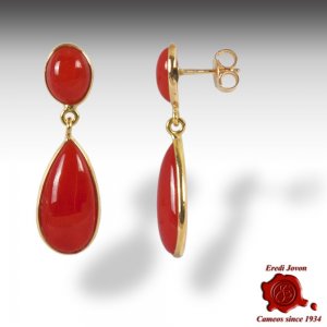 Red Coral Drop Earrings Double 2