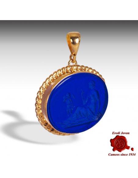 Intaglio Pendant Cameo Jewelry in Blue