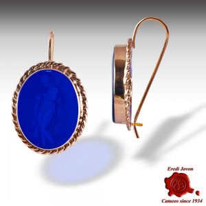 Vintage Glass Intaglio Cameo Earrings for Sale 2