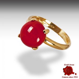 Gold Red Coral Ring Griffe 2