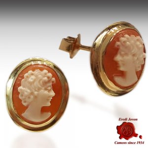 Shell Cameo Gold Earrings Studs 2