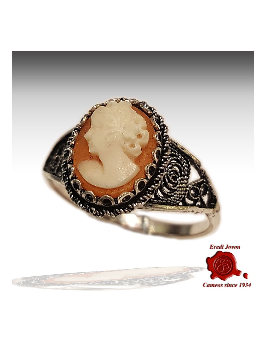 Details about   Hand Carved Italian Cameo Filigree Ring Sterling Silver 