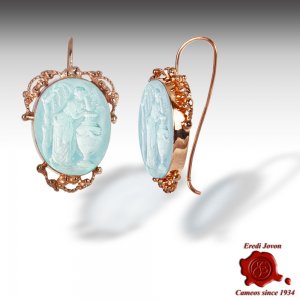 Venetian Glass Intaglio Cameo Dangle Earrings 2