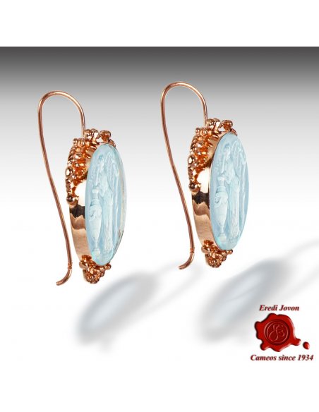 Venetian Glass Intaglio Cameo Dangle Earrings