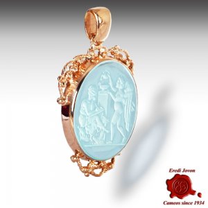Murano Glass Intaglios Cameo Trinket Gold Set 2