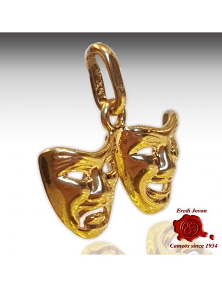 Theater Mask Tragedy Comedy Pendant Yellow Gold