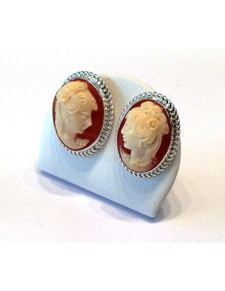 Old Cameo Earrings Silver