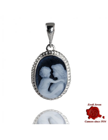 mother with child blue cameo