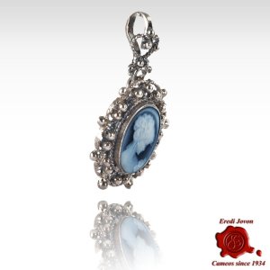 Venice Blue Cameo Filigree Pendant 2