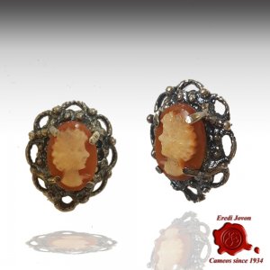 Filigree Silver Cameo Earrings 2
