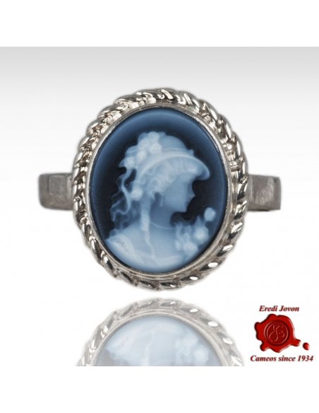 Blue Agate Silver Ring Angelica