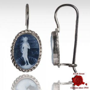 Birth of Venus Blue Cameo Earrings 2