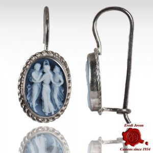 Three Graces Blue Cameo Earrings 2