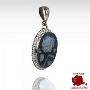 Flower Blue Agate Cameo 2