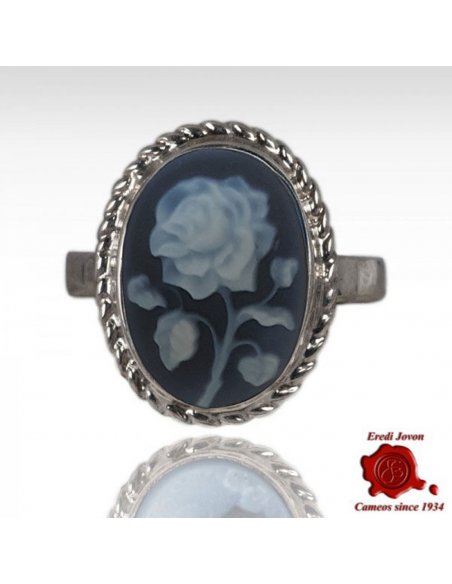 Cameo Silver Ring Flower