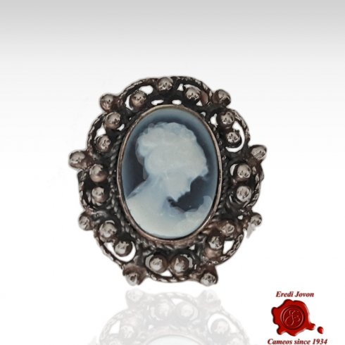 Filigree Venetian Ring with Blue Cameo