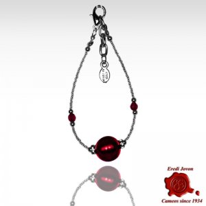 Bracciale Vetro Veneziano Rosso Montatura Argentata O Dorata 2