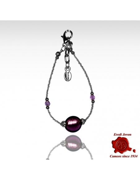 Amethyst Murano Glass Beads Adjustable Bracelet