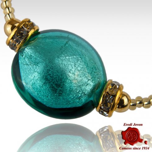 Sea Green Murano Glass Bracelet Silver Or Gold Plated
