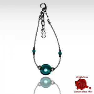 Bracciale Verde Mare Regolabile Montatura Argentata O Dorata 2