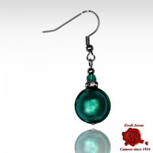 Venetian Sea Green Glass Bead Pendant Earrings 2