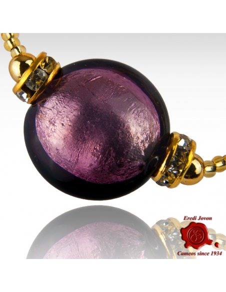 Collana Tre Fili Perle Veneziane Viola Collana Tre Fili Perle Veneziane Viola