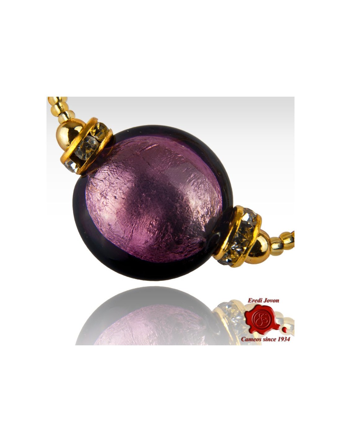 Collana Tre Fili Perle Veneziane Viola Collana Tre Fili Perle Veneziane Viola