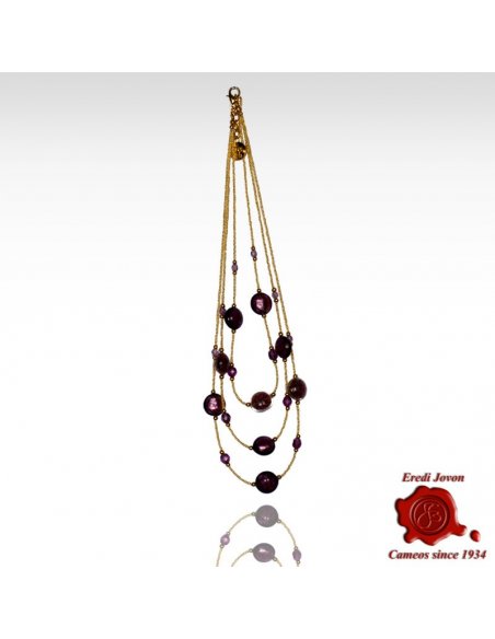 Collana Tre Fili Perle Veneziane Viola Collana Tre Fili Perle Veneziane Viola
