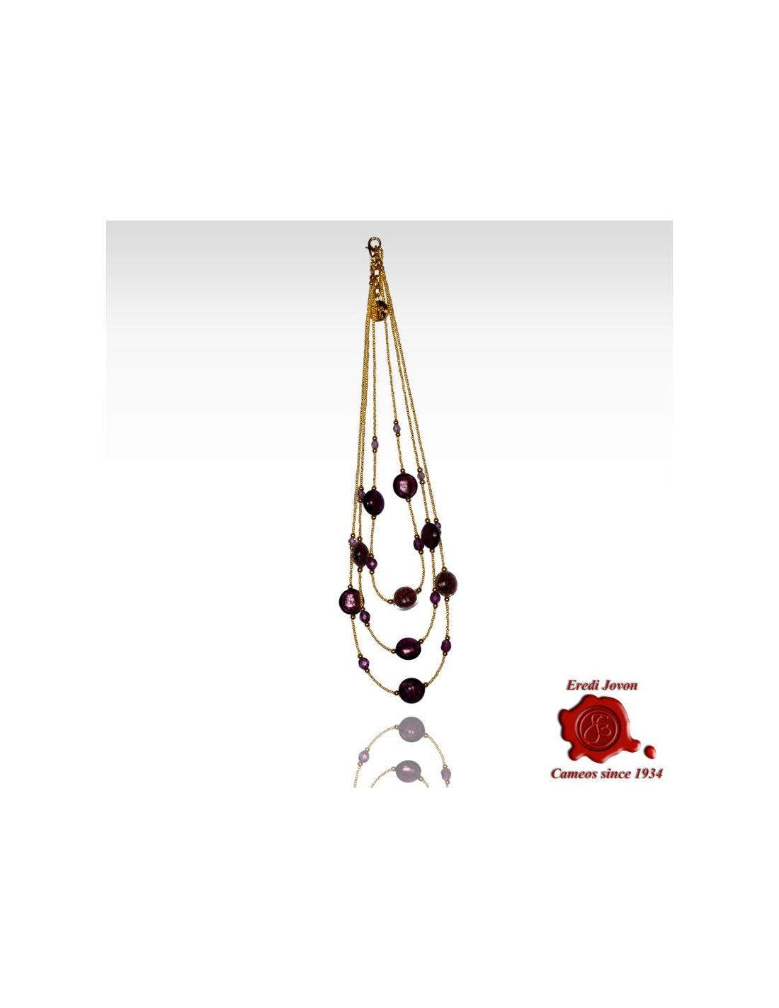 Collana Tre Fili Perle Veneziane Viola Collana Tre Fili Perle Veneziane Viola