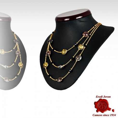 Collana Tre Fili Perle Vetro Veneziano Collana Tre Fili Perle Vetro Veneziano