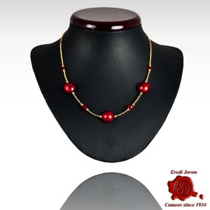 Ruby Venetian Glass Beads Necklace