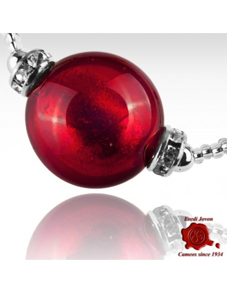 Ruby Venetian Glass Beads Necklace