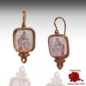 Dangling Intaglio Cameo Murano Glass Earrings 2