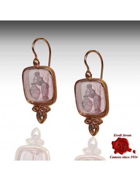 Dangling Intaglio Cameo Murano Glass Earrings