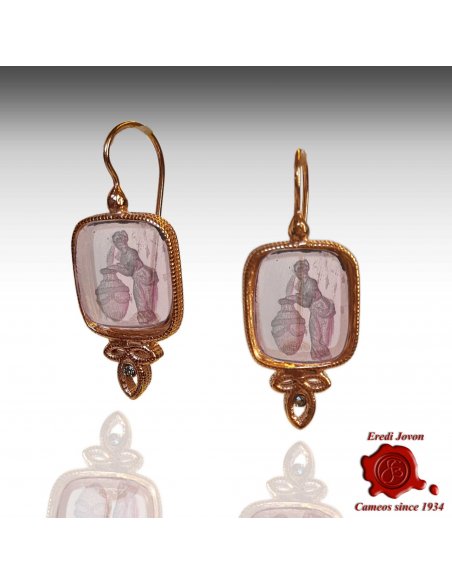 Dangling Intaglio Cameo Murano Glass Earrings
