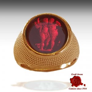 Venetian Glass Intaglio Cameo Ruby Ring