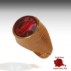 Venetian Glass Intaglio Cameo Ruby Ring 2