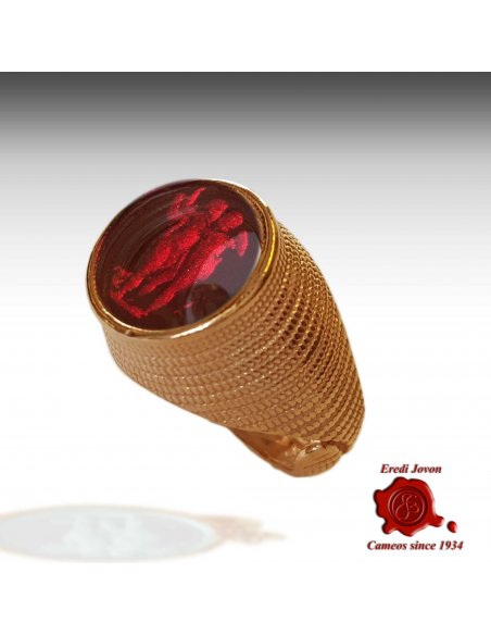 Venetian Glass Intaglio Cameo Ruby Ring